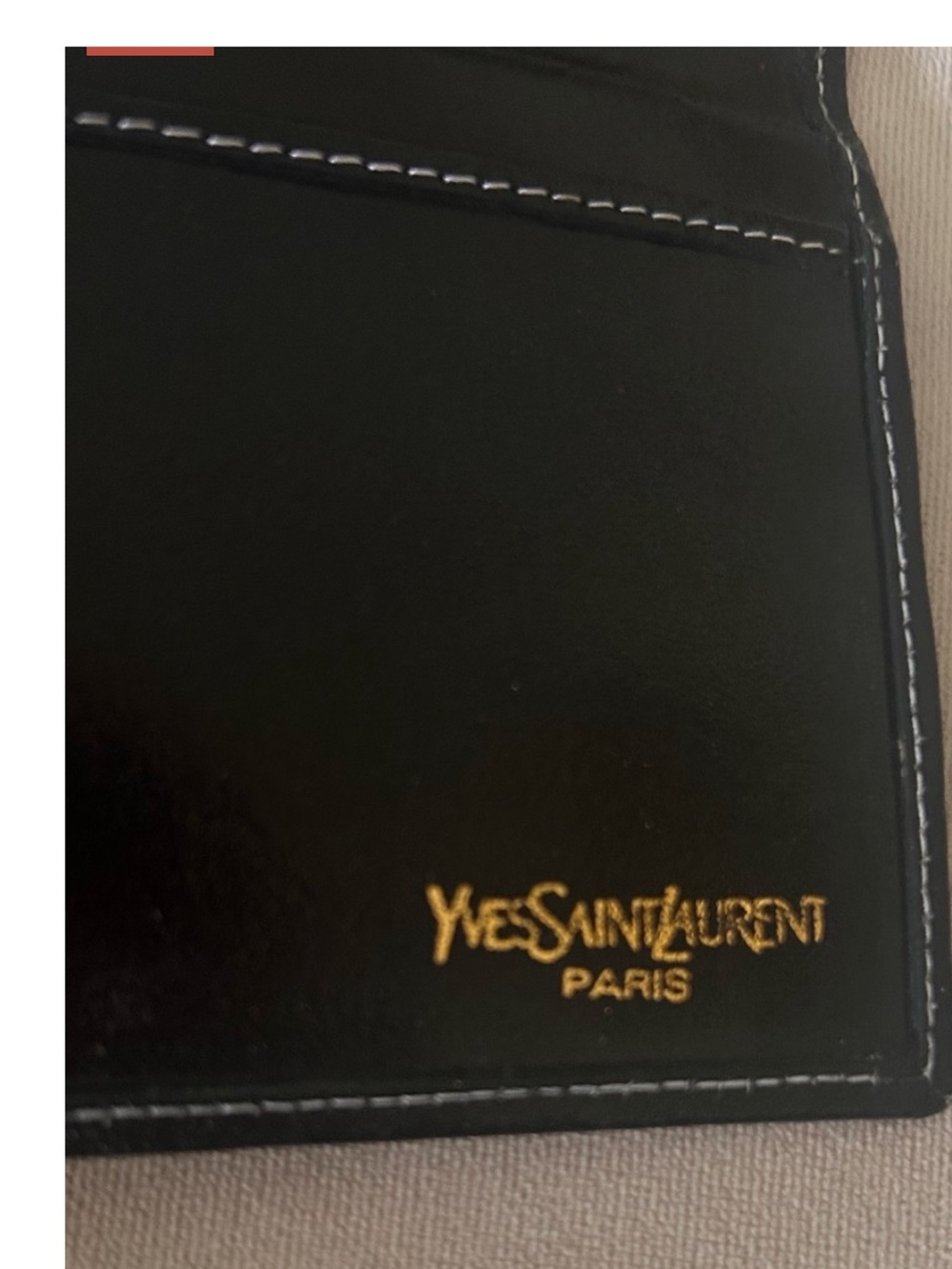 Yves Saint Laurent Black Leather Wallet with White stitching EUC - Picture 10 of 13